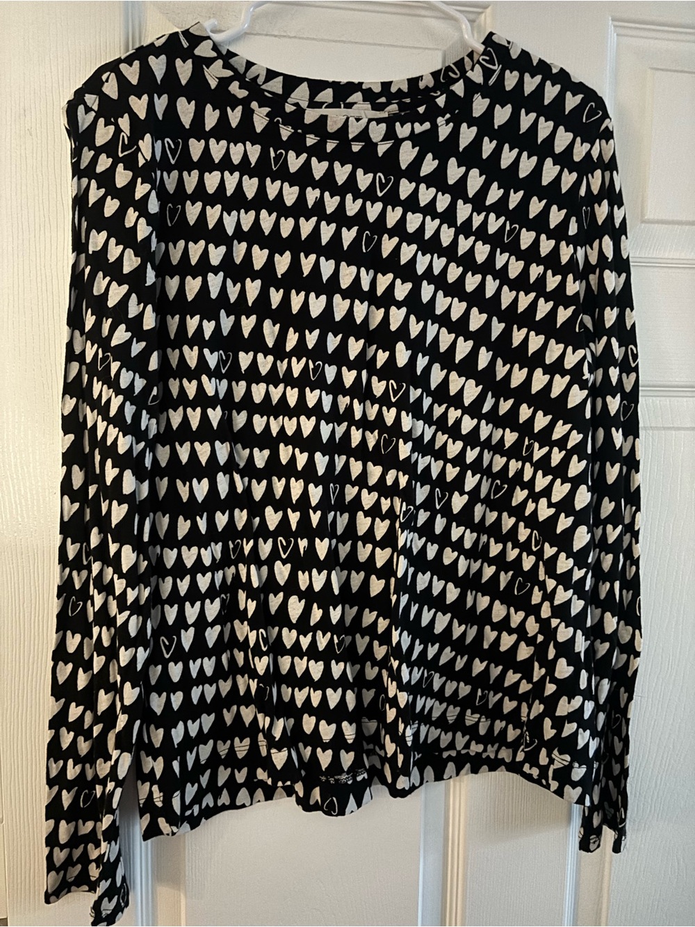 Ann Taylor Loft Black and White Heart Print Women’s Shirt